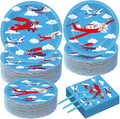 Qyeahkj 50 Guests Airplane Plates and Napkins Party Supplies Plane Party by Qyeahkj