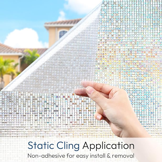rabbitgoo Window Privacy Film, Mosaic Stained Glass Film, 23.6" x 118.1" | - Image 6