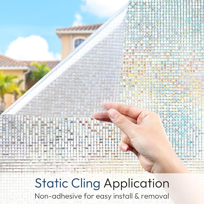 rabbitgoo Window Privacy Film, Mosaic Stained Glass Film, 23.6" x 78.5" | - Image 6