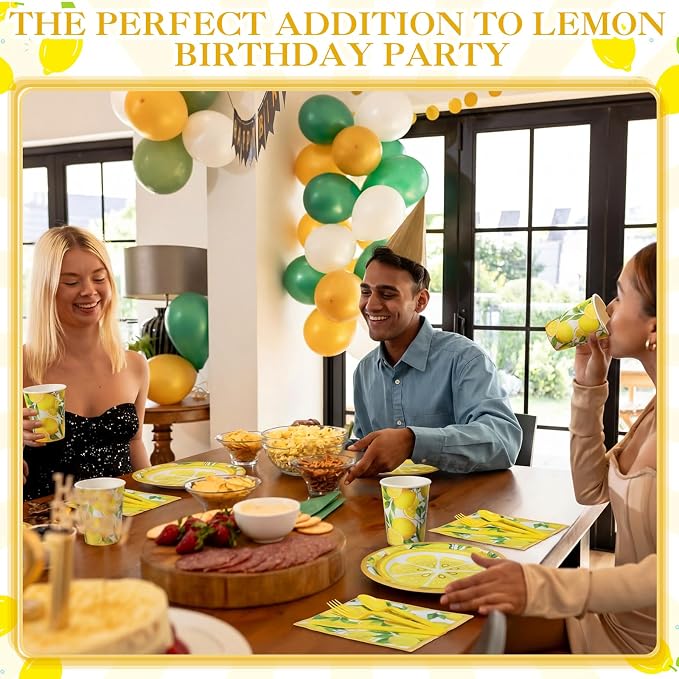 Pickmesh 400 Pcs Lemon Party Supplies Summer Fruit Disposable Plates Napkins - Image 4