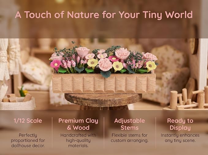 Abaodam Dollhouse Flowers Box, 1:12 Miniature Flowers - Image 3