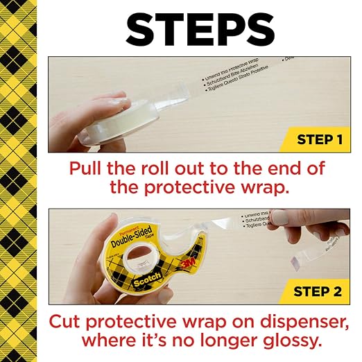 Scotch Double-Sided Tape, 1/2 in x 250 in, 3 Pack - Image 4
