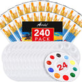 AROIC Paint Brushes Palette Set, 24 Pack/240Pcs Acrylic Paint Brushes and 24 by AROIC