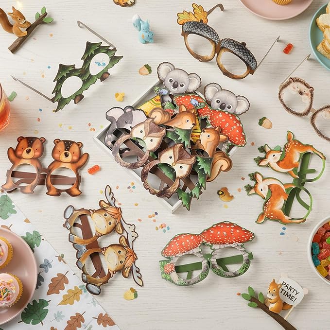 Pajean 32 Pcs Woodland Animal Decorations Eyeglasses Wild One Camping - Image 4