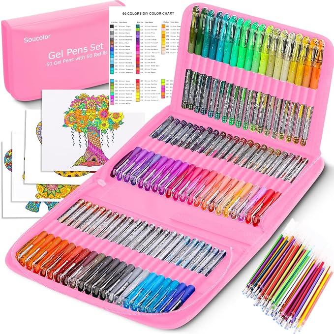 120 Pack Glitter Gel Pens Cute Office School Supplies Gifts by Soucolor