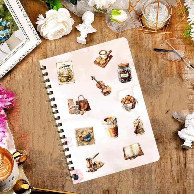 50 PCS Retro Coffee Stickers for Scrapbooking Journaling Junk Journal Scrapbook - Image 4