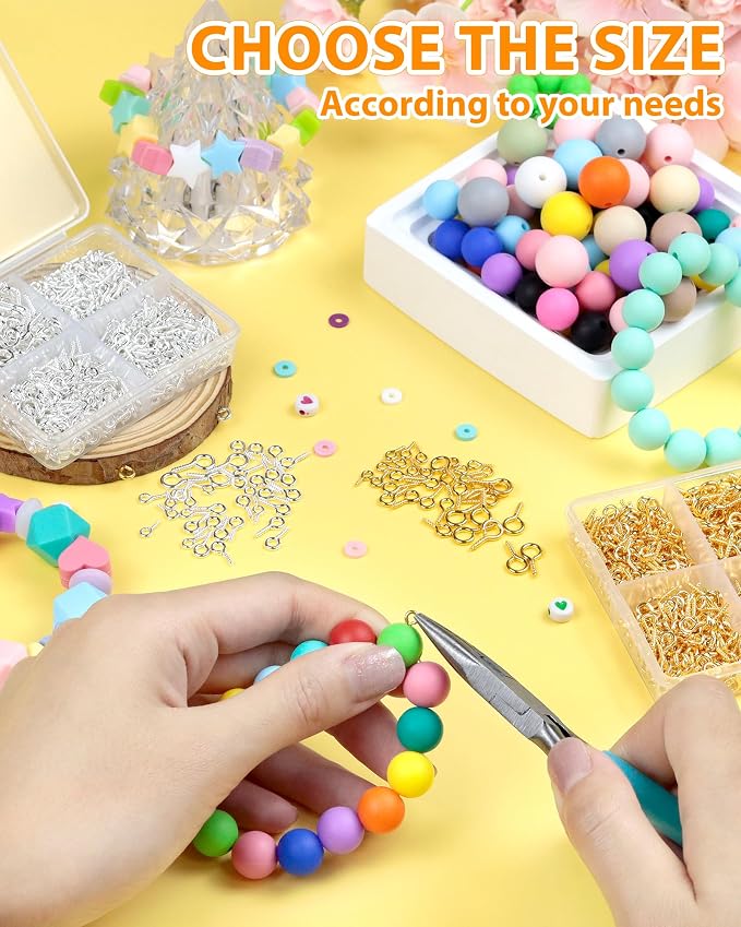 800pcs FIVEIZERO Gold & Silver Small Screw Eye Pins - Image 5