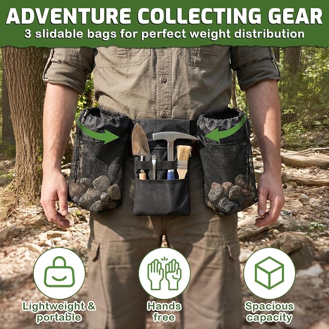 Rock Collecting Bag, Adjustable Foraging Waist Pack - Image 5