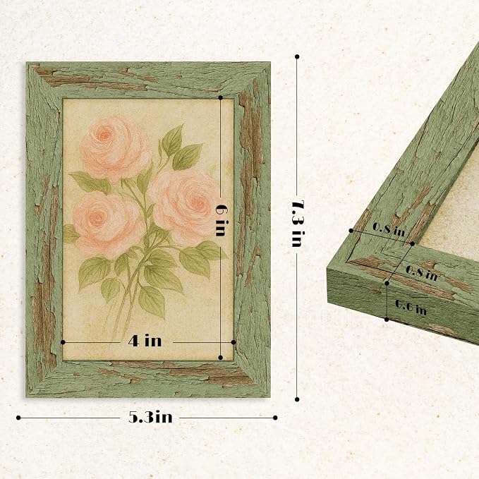 puthiac 4x6 Rustic Farmhouse Picture Frame, Weathered Green, 1 Pack | - Image 5