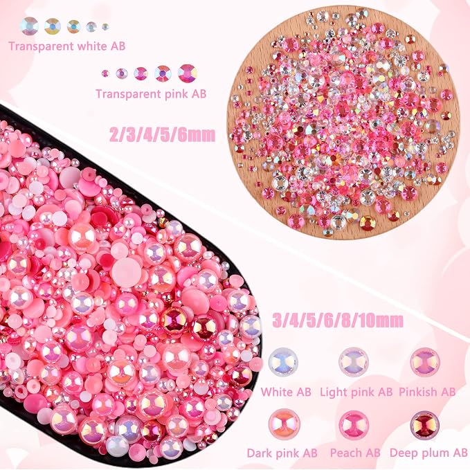 3900+ Pcs Rhinestones and Pearls Kit, 2-10mm Flatback Gems - Image 3