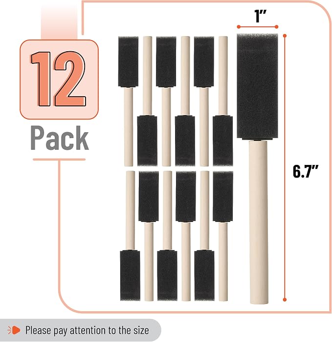 Bates Foam Paint Brushes, 12 Pack - Image 2