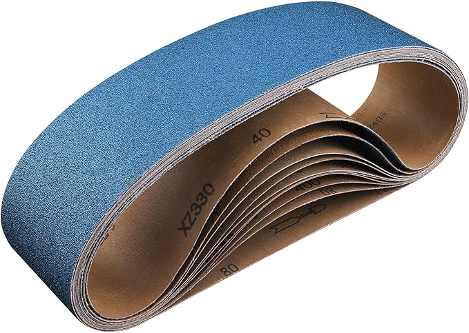 8-Piece 4 x 36 Inch 80 Grit Zirconia Sanding Belts, Heavy Duty Long-lasting Sanding Bands for Belt Sander, Rust Paint Removal, Wood Metal Grinding and Finishing