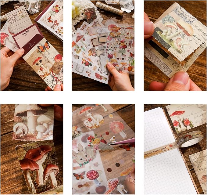 emmoolife Scrapbooking Supplies Kit, Vintage Mushroom Aesthetic Scrapbook Kit - Image 3