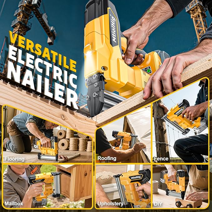 Cordless Brad Nailer 2-in-1 Compatible with Dewalt Battery, 5/8 to 1-1/4 Inch Electric Nail Gun/Staple Gun, 18 Gauge Nail Gun Brushless Motor with 1000 Nails for Wood Carpentry
