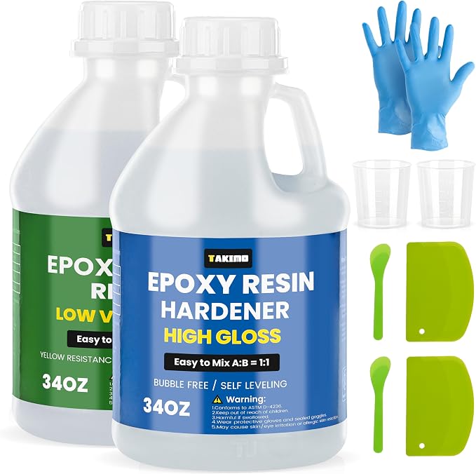 TAKIMO 68OZ Crystal Clear Epoxy Resin Kit, High Gloss Bubble Free Resin by TAKIMO