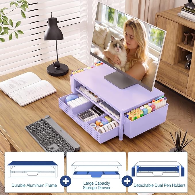 OPNICE Desk Organizers and Accessories, Computer Monitor Stand Riser - Image 5