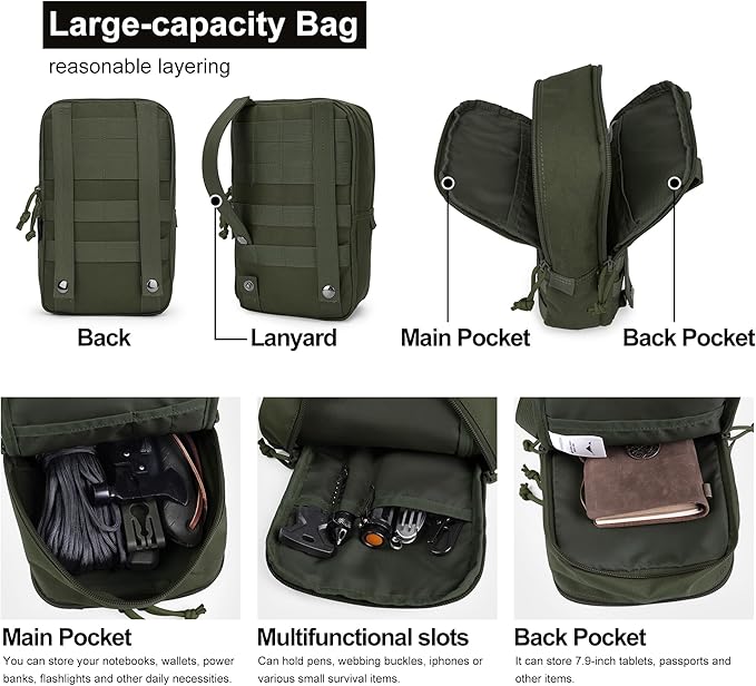 Mardingtop Molle Tactical Utility Pouch, EDC Admin Pouch Bag, Molle Attachment Military Modular Attachment