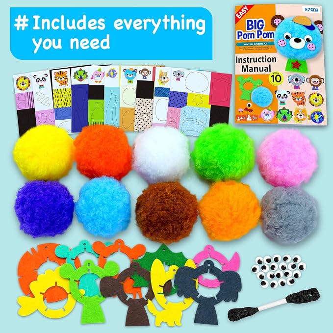 EZCRA Pom Pom Animal Craft Kit - Image 3