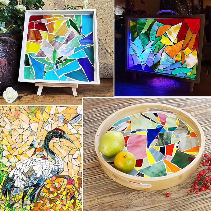 4.4 LB / 2 KG Irregular Stained Glass Scraps, Colorful Stained Glass Sheets - Image 2
