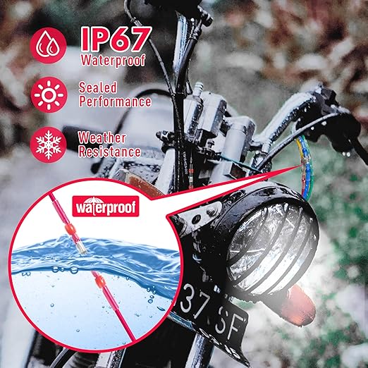 Kuject 250PCS Solder Seal Wire Connectors AWG 22-18, Red Solder Seal Heat Shrink Butt Connectors Terminals Sleeve Waterproof Wire Splice Connector for Marine Automotive Boat Wire Joint