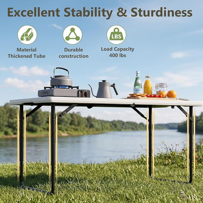 Folding Table 2 Pack, 4 FT Foldable Plastic Table - Image 7