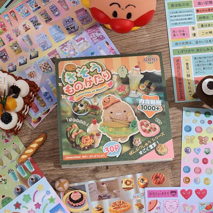 Girl's Japanese Retro Sticker Book, 1000+ Cute Comics Style Food Stickers - Image 6