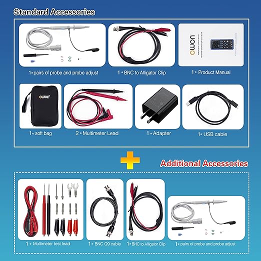 HDS2202S Oscilloscope, 200MHz Bandwidth Oscilloscope Multimeter, 3 in 1 Function Dual Channel Oscillograph with Waveform Generator, 3.5" High Resolution LCD