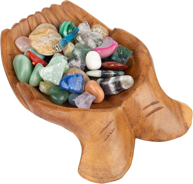 Carved Hands Offering Bowl by Curawood