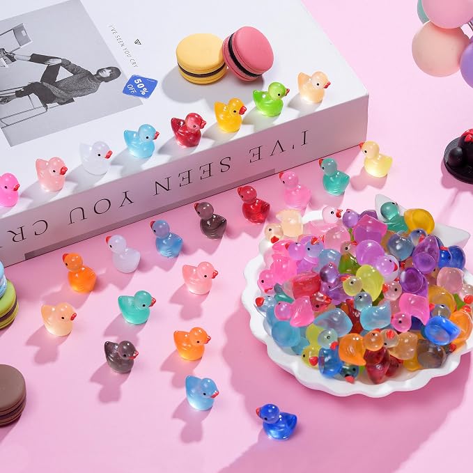 200pcs Luminous Mini Resin Ducks, Small Plastic Miniature Ducks Tiny Animals - Image 4
