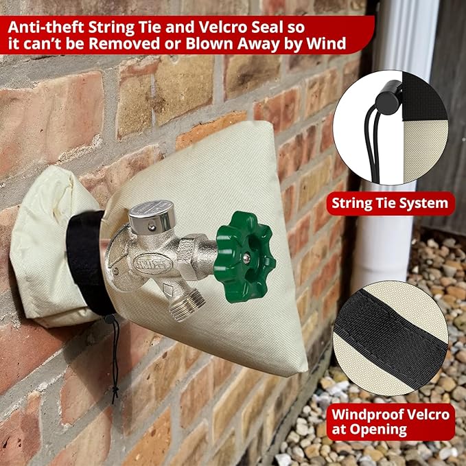 Redford Supply Co. Cold Snap (0°F) 2 Pack Outdoor Faucet Covers for Winter Freeze Protection, 7.5"W x 9.5"H, Foam Spigot Covers Winter Insulated, Outside Pipe Cover, Insulated Hose Bib Cover (Beige)