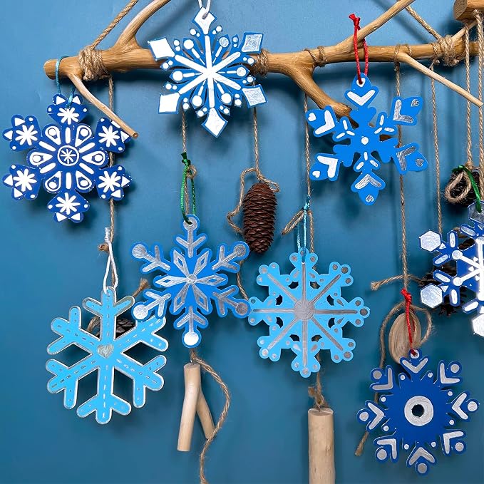 Winlyn 56 Sets 8 Styles Magic Color Scratch Blue Snowflake Ornaments - Image 4