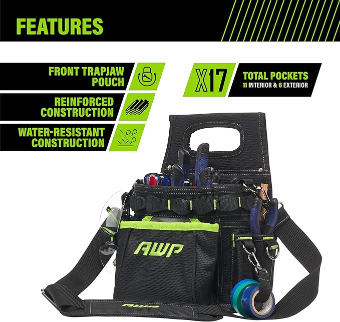 AWP Tool Pouch, Electrician Tool Pouch, Premium, Professional Multi-Pocket Organizer