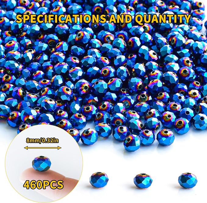 460Pcs 8mm Crystal Glass Beads for Jewelry Making Beads for Bracelets Necklace - Image 2