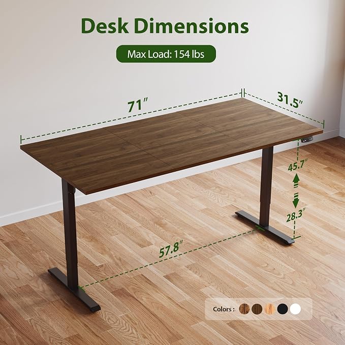 Agilestic Electric Standing Desk, 71 x 31.5 Inches Height Adjustable Desk - Image 3