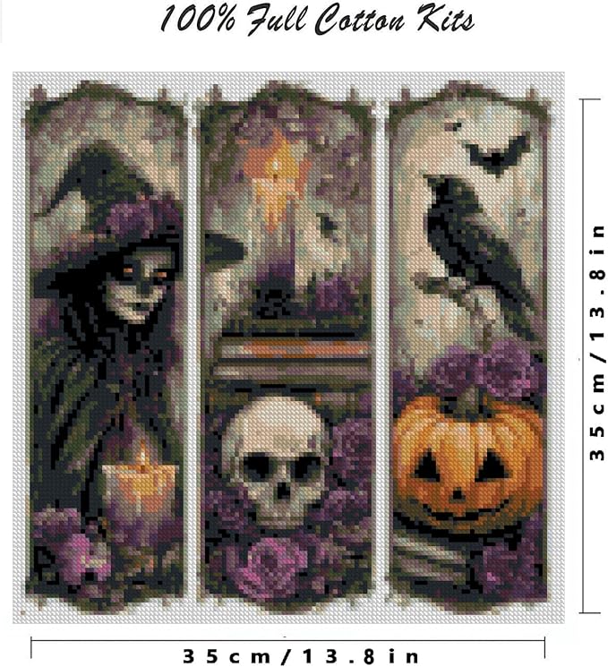 YERUOUIU Witch Cross Stitch Kits-Halloween Embroidery Kits - Image 2