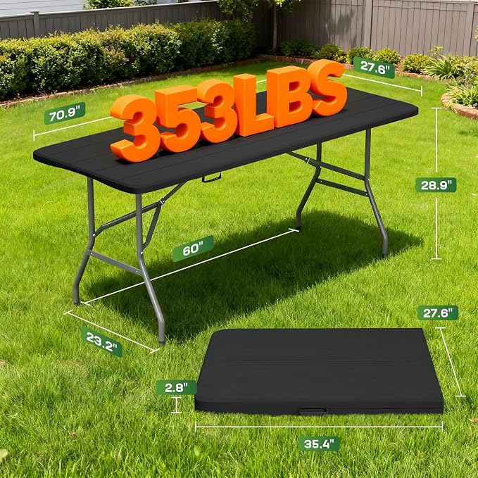FDW 6 FT Folding Table, Portable Plastic Table - Image 3