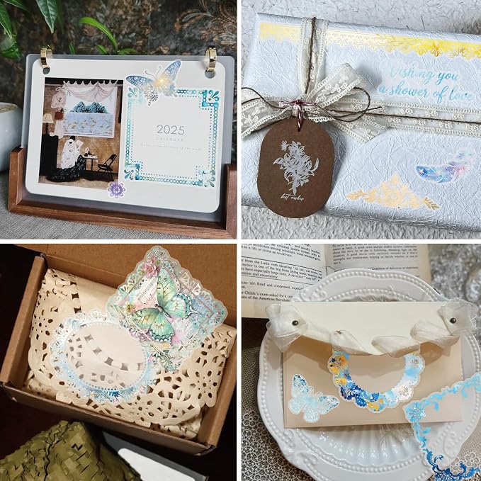 130 Pcs Pastel Fade-Resistant Lace Scrapbook Stickers - Image 9