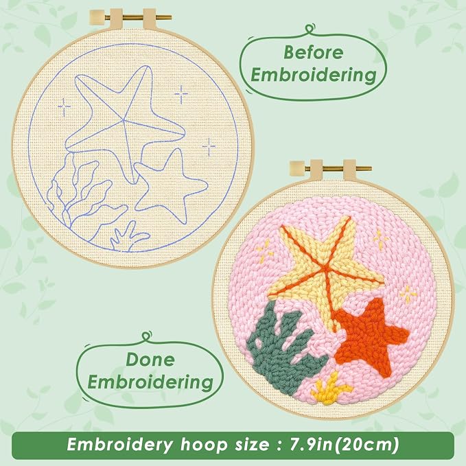 ERKOON Punch Needle Kit Adults Beginners, DIY Easy Sea Animals Embroidery Set - Image 3