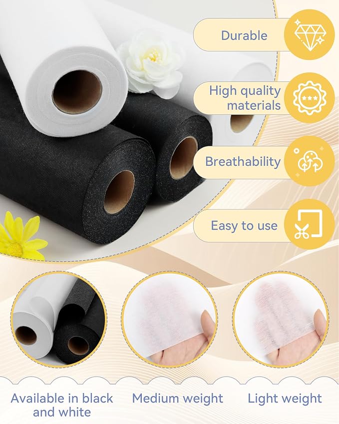 FIVEIZERO Fusible Interfacing for Sewing, 17in x 30yd Medium Weight Iron on - Image 3