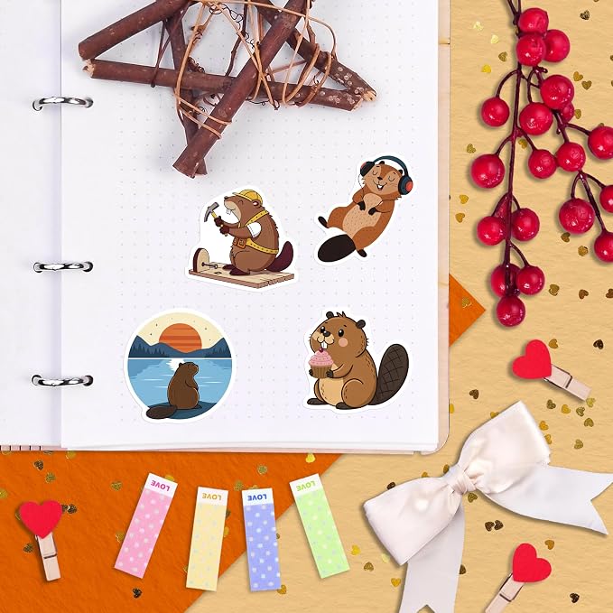 100Pcs Beaver Stickers for Water Bottle, Laptop - Image 8