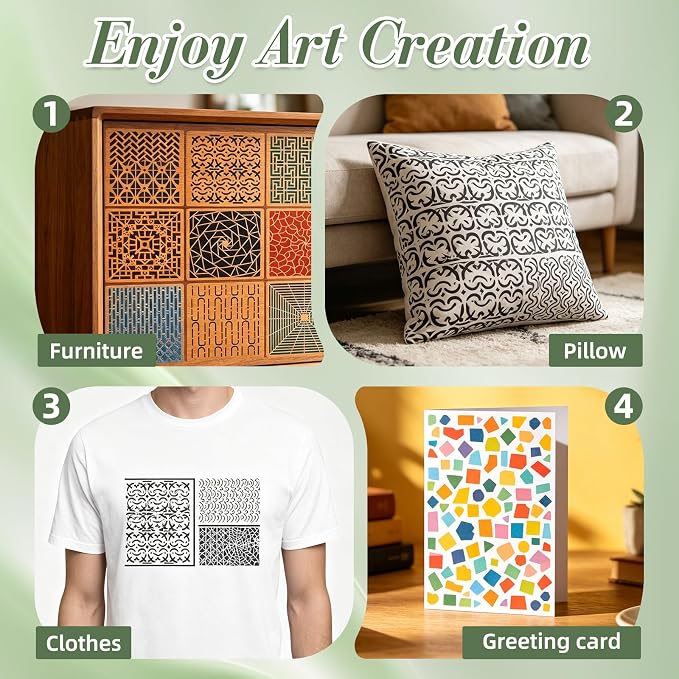 Geometric Texture Stencils for Crafts Reusable 25Pcs Stencils | DIY Art - Image 5