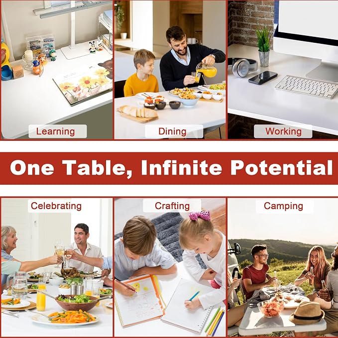 Elevon Folding Table, 8 Feet Heavy Duty Fold-in-Half Utility Table Indoor - Image 7