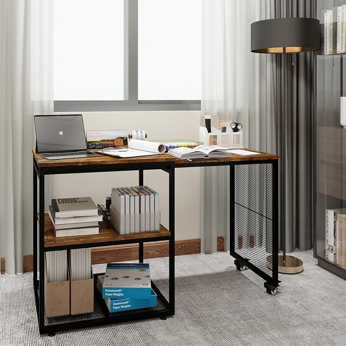 Natwind 24''x20'' Large Printer Stand, Extendable Home Craft Table, Retro | - Image 7