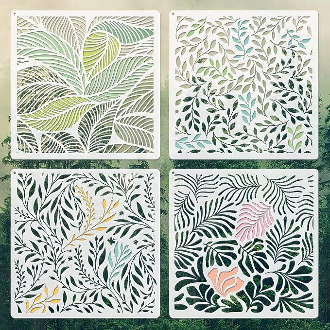 Wall Stencils for Painting Large Pattern, Exquisite Leaf Designs for Wall by Felixcraft-DIYDreamscape