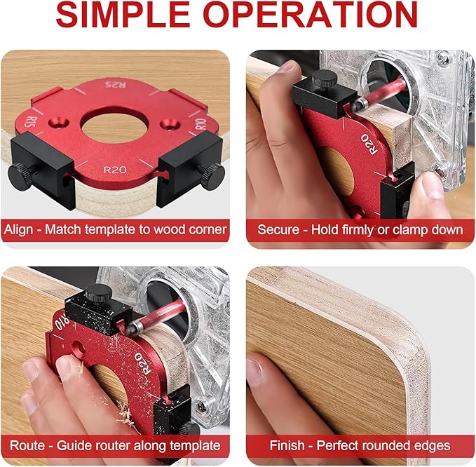 Aluminum Router Bit Corner Radius Template Jig Set - Precise Woodworking Tool for Creating Radius Edges - Easy-to-Use & Durable Templates for DIY Projects