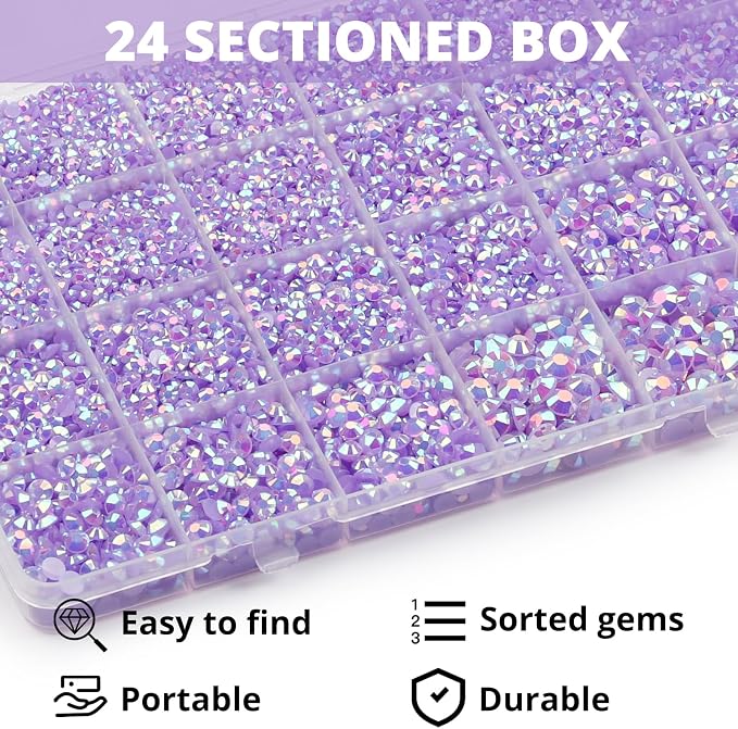 32000Pcs Lavender Rhinestones for Bedazzling, 6mm Flatback Gems Bedazzler Kit - Image 3