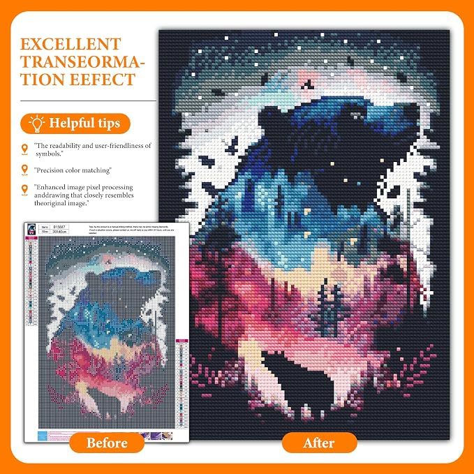 Offito Bear Diamond Art Kits for Adults, Forest Polar Bear Diamond Painting - Image 2