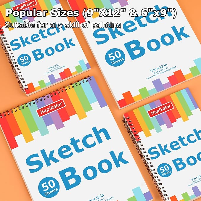 4 Pack 9x12 Sketch Book Spiral Bound, 50 Sheets Each 100gsm/68lb Acid-Free - Image 6