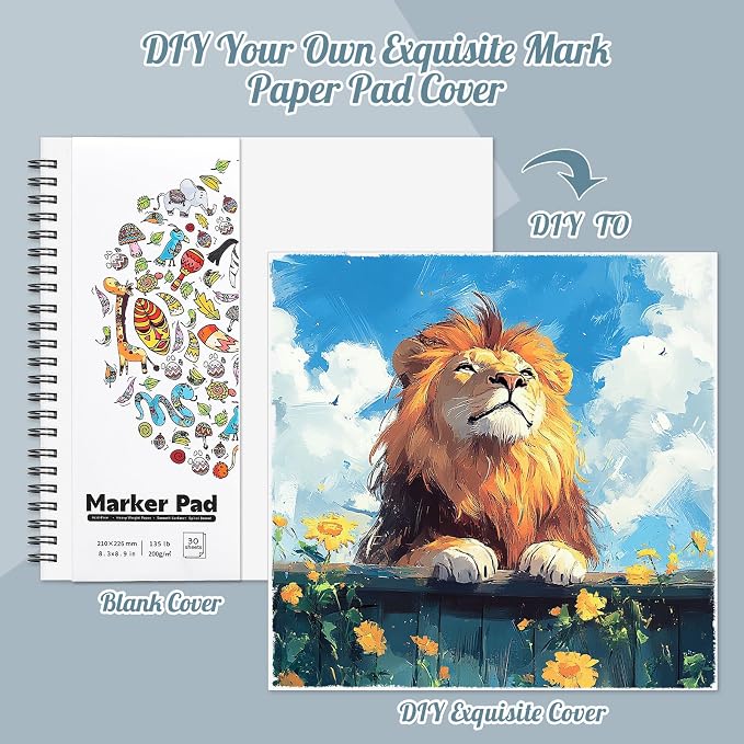 3 Pack Marker Paper Pad, 8.3×8.9in Double Sided Bleedproof Sketch Pad, - Image 2