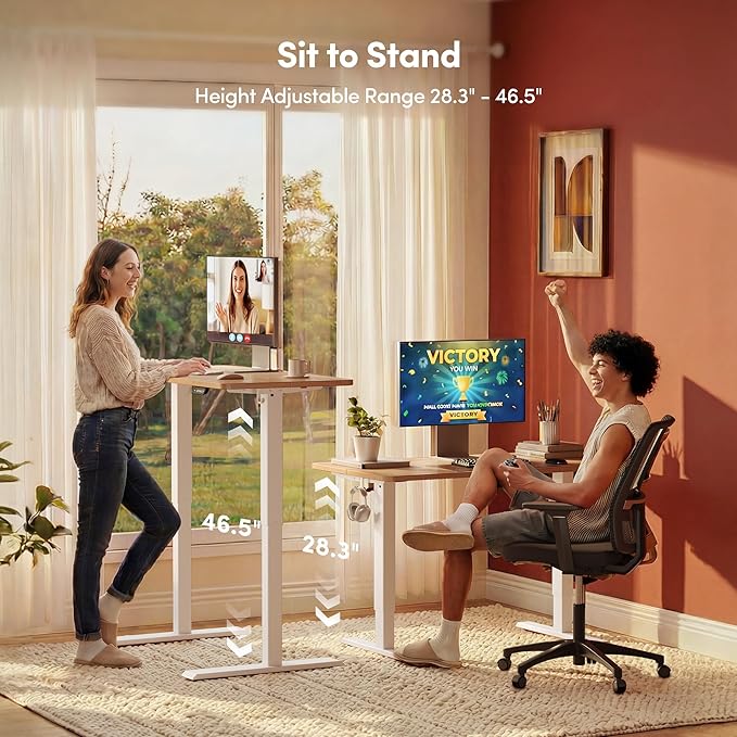 FEZIBO Standing Desk, 48 × 24 Inches Electric Height Adjustable, Sit and Stand - Image 5